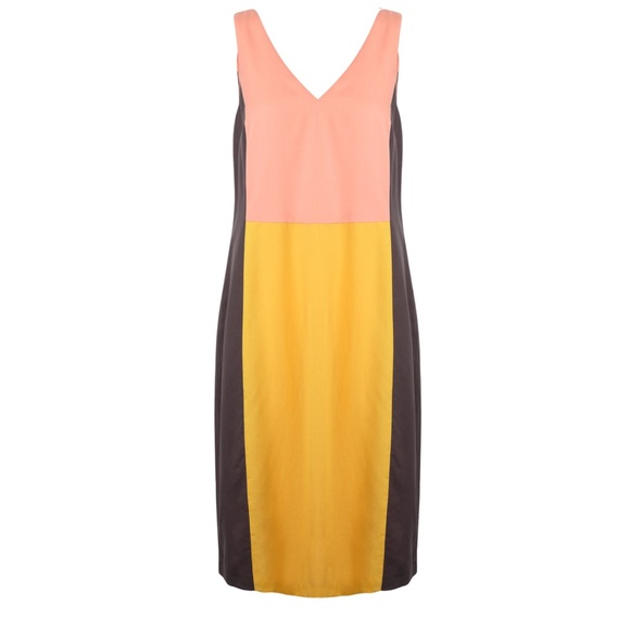 Oliver Bonas‎ size 16  V-Neck colorblock  Sleeveless Sheath Dress - Picture 2 of 12